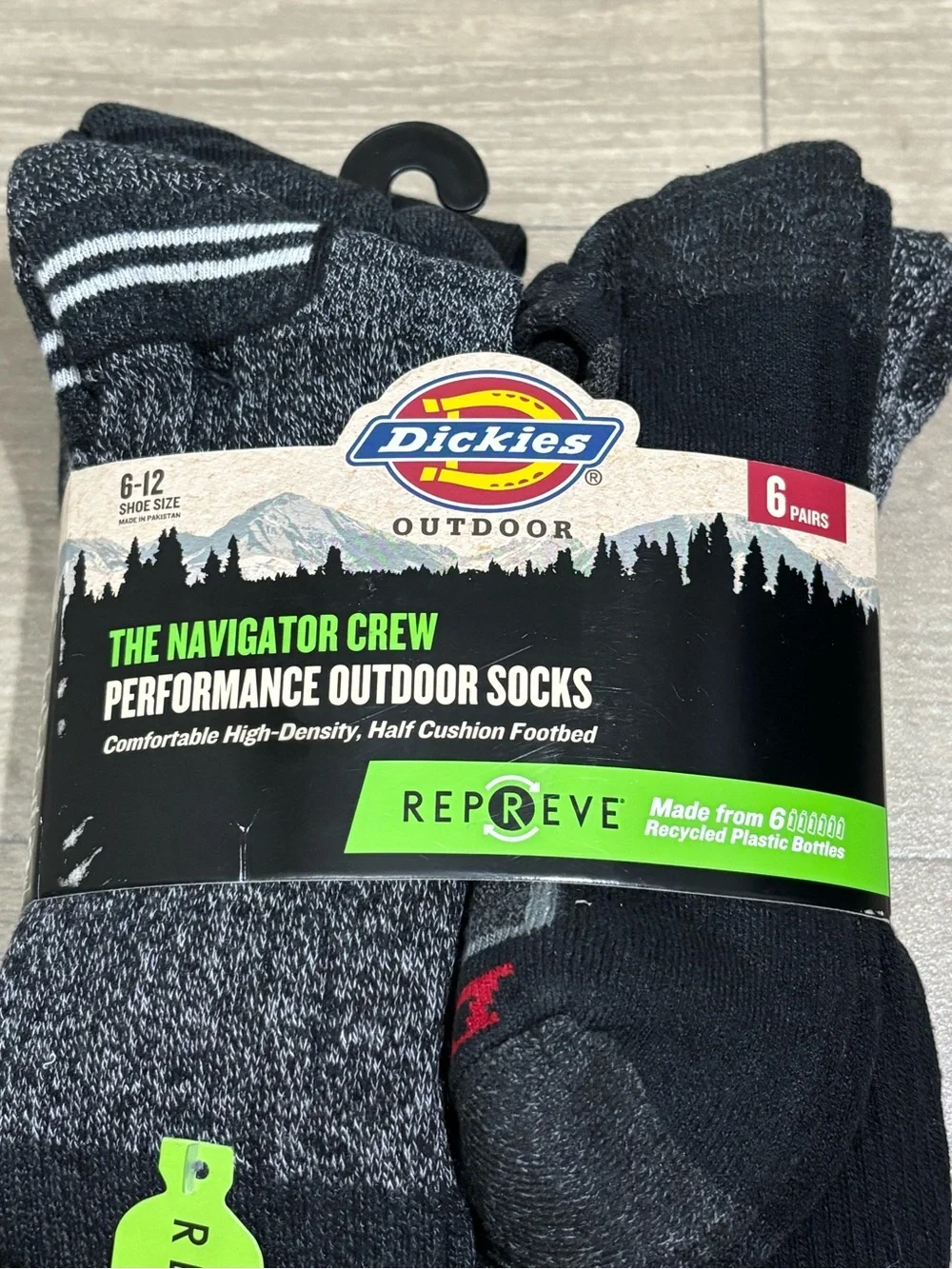 Dickies The Navigator Crew Performance Outdoor Men’s Socks 6 Pairs Size 6-12